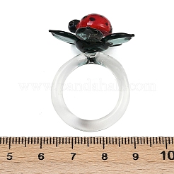 Rotatable Handmade Lampwork Rings&nbsp;RJEW-P158-02B