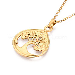 304 Stainless Steel Pendant Necklaces&nbsp;NJEW-T018-14G
