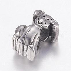 304 Stainless Steel Puppy European Beads&nbsp;STAS-P173-075AS