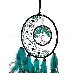 Iron Woven Web/Net with Feather Pendant Decorations&nbsp;AJEW-B017-23