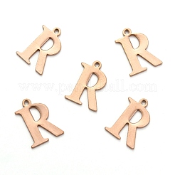 Ion Plating(IP) 304 Stainless Steel Alphabet Charms&nbsp;STAS-H122-R-RG