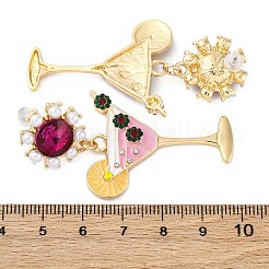 Wine Glass Zinc Alloy Enamel Stud Earrings&nbsp;EJEW-Z088-02G