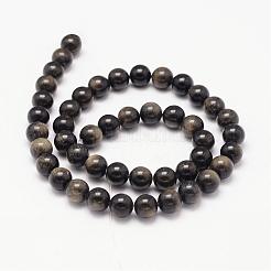 Natural Golden Sheen Obsidian Beads Strands&nbsp;G-K115-13-8mm