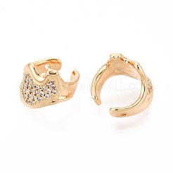 Brass Micro Pave Clear Cubic Zirconia Cuff Earrings&nbsp;EJEW-T047-61G