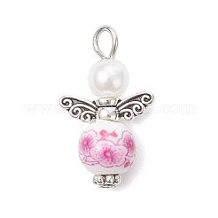 Handmade Flower Printed Porcelain Ceramic Pendants&nbsp;PALLOY-JF04537