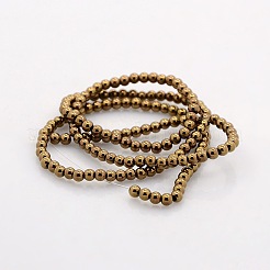Round Non-magnetic Synthetic Hematite Beads Strands&nbsp;G-P061-64B-3mm