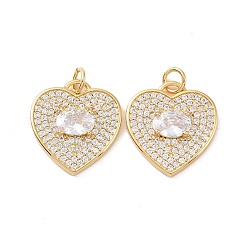 Heart Brass Micro Pave Cubic Zirconia Pendants&nbsp;KK-G435-01G-04