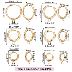 12Pcs 6 Size 201 Stainless Steel Huggie Hoop Earring Findings&nbsp;STAS-UN0045-55