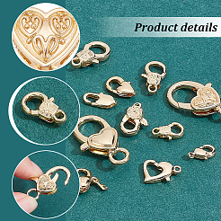 13Pcs 13 Styles Rack Plating Brass Lobster Claw Clasps&nbsp;KK-PH0006-83