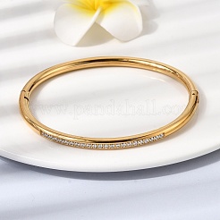 304 Stainless Steel Micro Pave Cubic Zirconia Hinged Bangles for Women&nbsp;BJEW-D408-30G