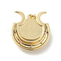 Eye with Moon Brass Micro Pave Clear Cubic Zirconia Pendants&nbsp;KK-G419-12G-03