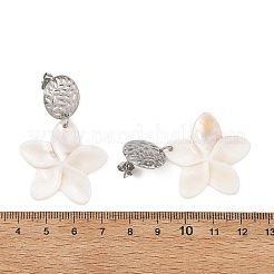 Carved Freshwater Shell Dangle Earrings&nbsp;EJEW-JE07398