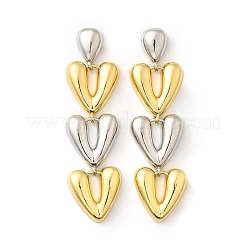 Heart Brass Dangle Stud Earrings&nbsp;EJEW-F358-01GP