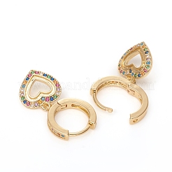 Brass Micro Pave Cubic Zirconia Huggie Hoop Earrings&nbsp;EJEW-G276-11G