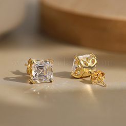 925 Sterling Silver Micro Pave Clear Cubic Zirconia Stud Earrings&nbsp;EJEW-G443-04G