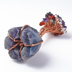 Natural Gemstone Chips and Fluorite Pedestal  Display Decorations&nbsp;G-S282-02