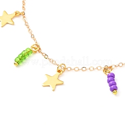 Brass Cable Chains Pendant Necklaces Sets&nbsp;NJEW-JN03721-02
