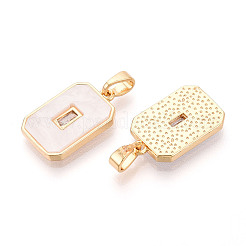 Brass Pave Shell Pendants&nbsp;KK-CJC0015-13