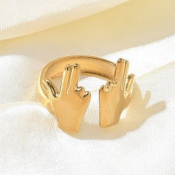 304 Stainless Steel Cuff Open Rings for Women&nbsp;RJEW-F208-03G-04