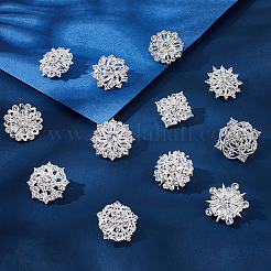 12Pcs Flower Alloy Rhinestone Brooches for Clothes&nbsp;JEWB-WH0020-073S