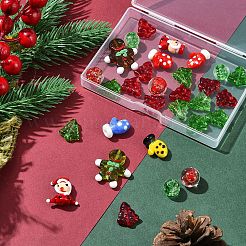 Christmas Theme Handmade Lampwork with Transparent Glass Bead Set&nbsp;DIY-FS0006-97