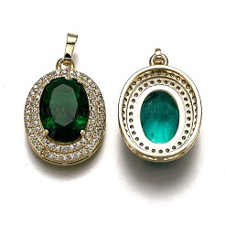 Golden Plated Brass Micro Pave Clear Cubic Zirconia Pendants&nbsp;ZIRC-F123-02