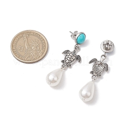 ABS Plastic Imitation Pearl & Alloy Dangle Stud Earrings&nbsp;EJEW-JE06300-02