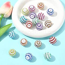 20Pcs 9 Colors Striped Resin Rhinestone Beads&nbsp;OACR-FS0002-35
