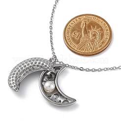 304 Stainless Steel Openable Moon Pendant Cable Chain Necklaces for Women&nbsp;STAS-Z114-18P