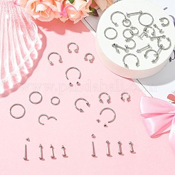 40Pcs 20 Styles 316L Surgical Stainless Steel & 316 Surgical Stainless Steel Hoop Nose Rings & Labrets&nbsp;AJEW-CJ0001-73