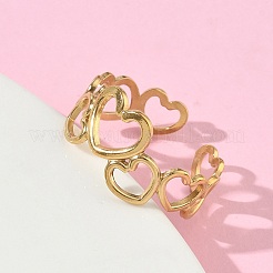 304 Stainless Steel Cuff Open Rings for Women&nbsp;RJEW-L341-01A-G