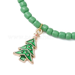4Pcs 4 Styles Christmas Round Glass Seed Beaded Stretch Bracelet Sets&nbsp;BJEW-JB10805
