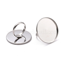 Non-Tarnish 304 Stainless Steel Pad Ring Settings&nbsp;STAS-I184-01B-P