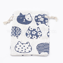 Kitten Polycotton(Polyester Cotton) Packing Pouches Drawstring Bags&nbsp;X-ABAG-T006-A19