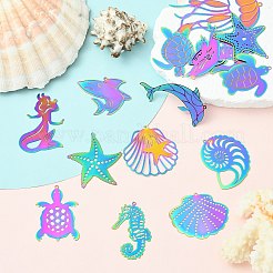 16Pcs 16 Styles Ion Plating(IP) 304 Stainless Steel Etched Metal Embellishments Pendants&nbsp;STAS-CJ0002-56