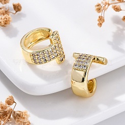 Rack Plating Brass Micro Pave Clear Cubic Zirconia Cuff Earrings&nbsp;EJEW-H147-09G