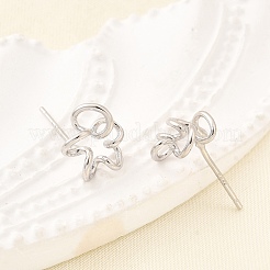 Hollow Flower 925 Sterling Silver Stud Earrings&nbsp;EJEW-S271-03P