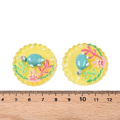 Ocean Theme Flat Round Resin Cabochons&nbsp;CRES-T025-02G