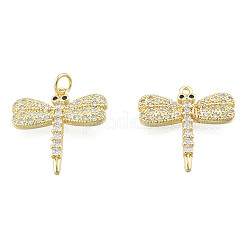 Brass Micro Pave Clear Cubic Zirconia Pendants&nbsp;ZIRC-N039-250