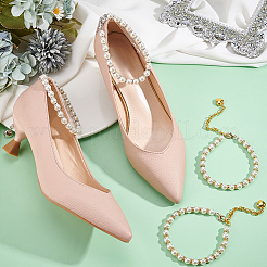 4Pcs 2 Colors Round Resin Imitation Pearl Anti-Loose High Heel Shoelaces&nbsp;AJEW-PH0011-56A