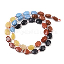 Natural Red Jasper & Lemon Jade & Synthetic Goldstone & Blue Goldstone & Blue Lace Agate Beads Strands&nbsp;G-Z135-A05
