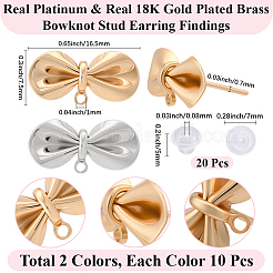 20Pcs 2 Colors Brass Stud Earring Findings&nbsp;KK-BBC0022-94