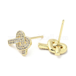 Rack Plating Brass Micro Pave Clear Cubic Zirconia Stud Earrings for Women&nbsp;EJEW-M260-16G