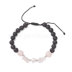Natural Mixed Gemstone & Lava Rock Beads Braided Bead Bracelets for Women&nbsp;BJEW-JB12924