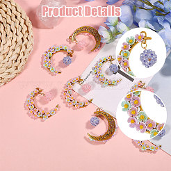 8Pcs 2 Colors Glass Seed Beads & Resin Pendants&nbsp;PALLOY-CA00039