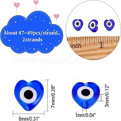2 Strands Handmade Evil Eye Lampwork Beads Strands&nbsp;LAMP-FH0001-08B