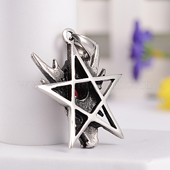 Retro 316 Surgical Stainless Steel Resin Rhinestone Star with Dragon Skull Gothic pendants&nbsp;STAS-E096-54AS