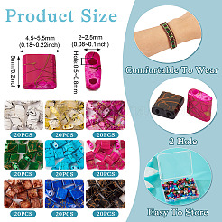 180Pcs 9 Colors 2-Hole Drawbench Glass Seed Beads&nbsp;SEED-TA0001-06