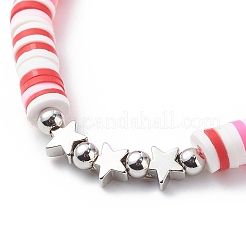 4Pcs 4 Color Handmade Polymer Clay Disc Surfer Bracelets Set&nbsp;BJEW-JB08799