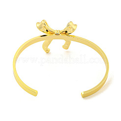Bowknot Rack Plating Brass Open Cuff Bangles for Women&nbsp;BJEW-P322-06B-G
